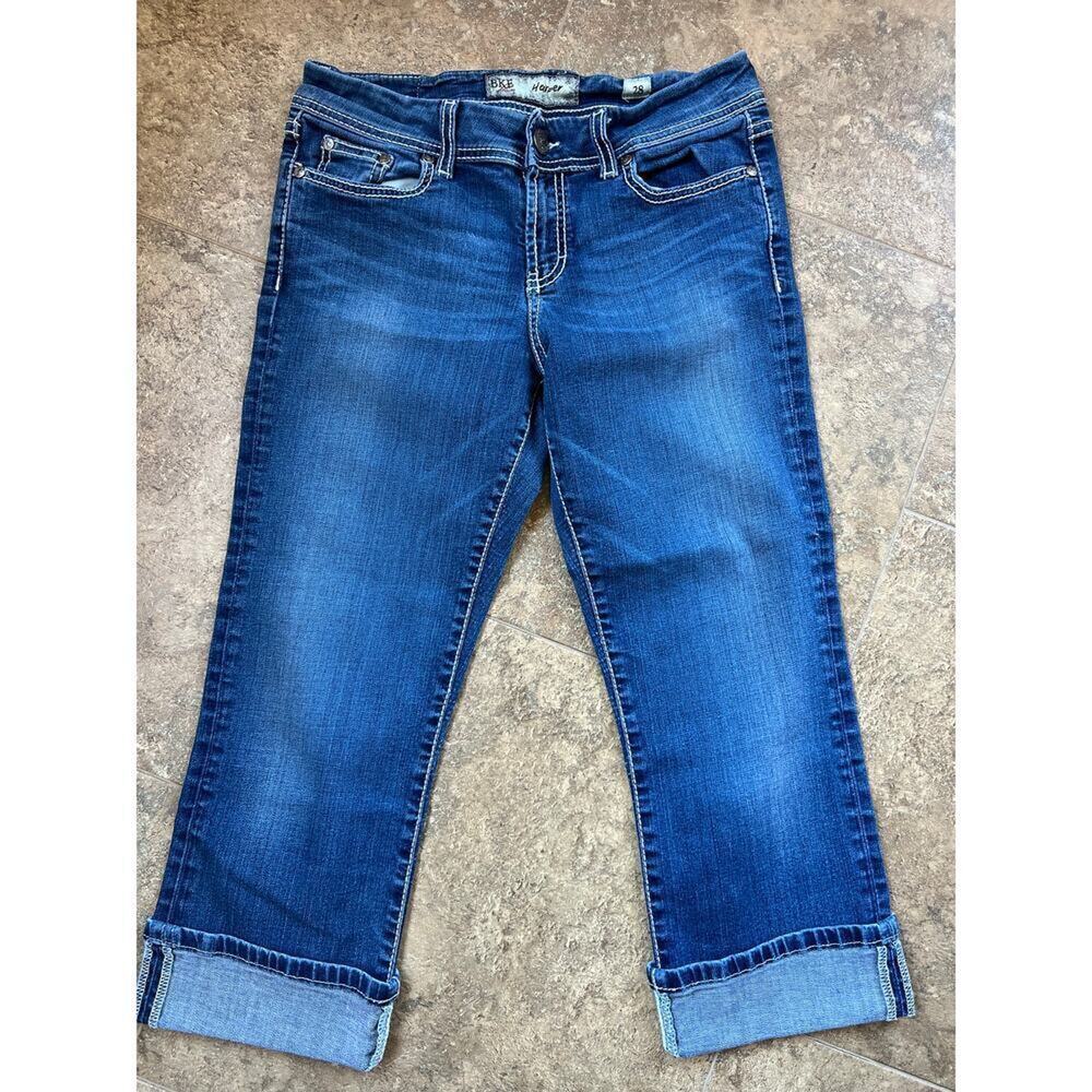 BKE Buckle Harper capri jeans, thick stitching, women's size 28